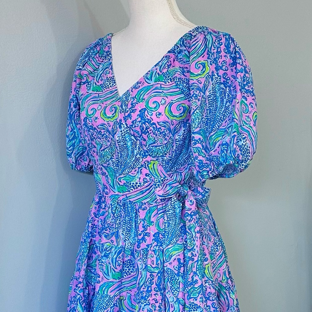 Lilly Pulitzer Iralee Linen Wrap Dress Lilac Rose We Mermaid Style 012609 - Picture 9 of 15